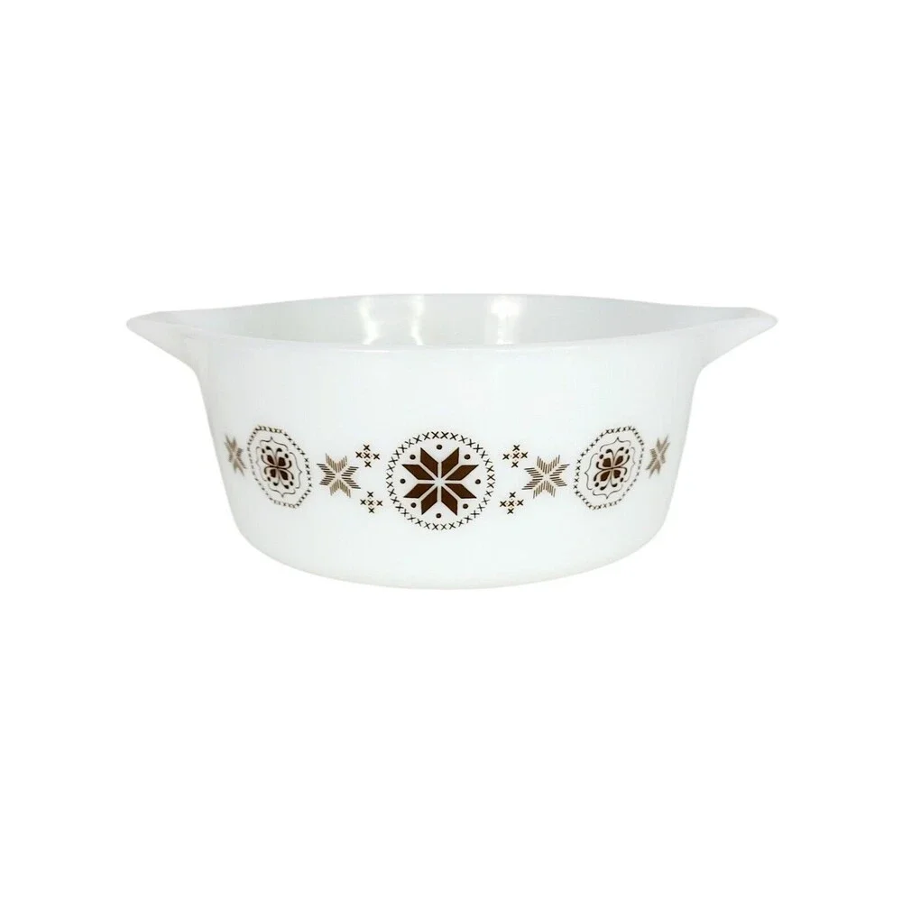 Vintage 60s Pyrex Town & Country 1 qt and 2.5 qt Round Casserole Dish Set of Two
